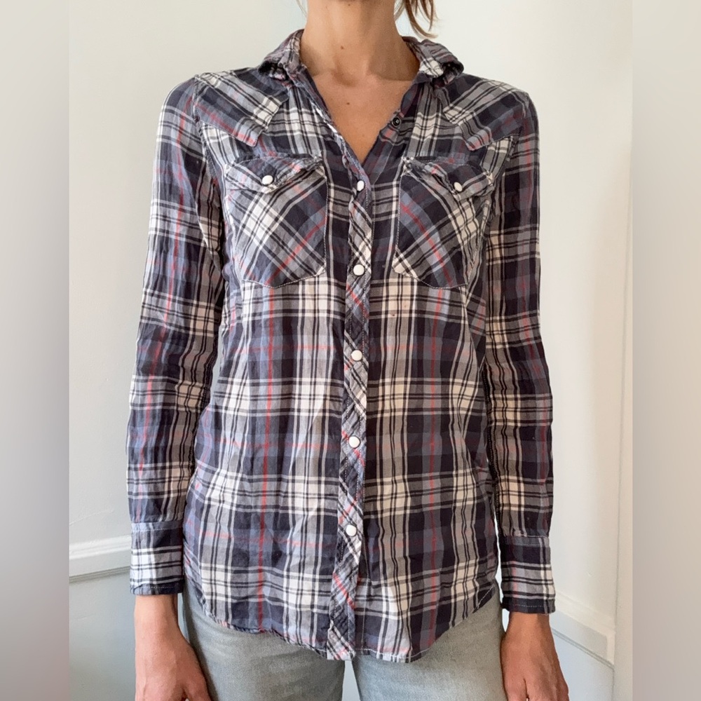 Plaid Button-Up Shirt